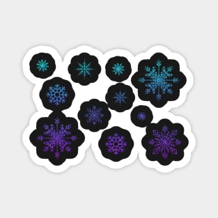 Purple Blue Ombre Faux Glitter Snowflakes Magnet