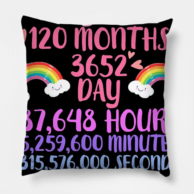 10 Years Old 10th Birthday Vintage Retro T Shirt 120 Months T-Shirt Pillow by Hot food