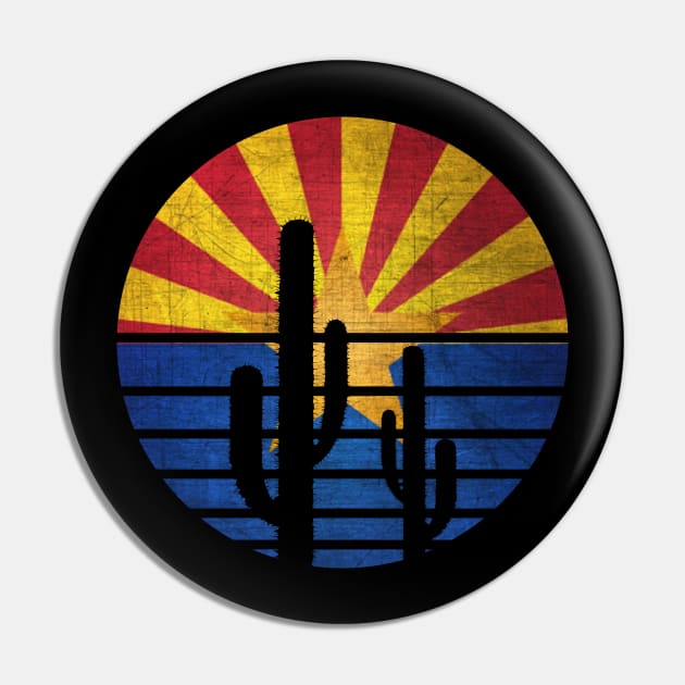 Retro cactus Arizona Flag Pin by Geoji 