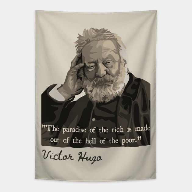 Victor Hugo Portrait and Quote Tapestry by Slightly Unhinged