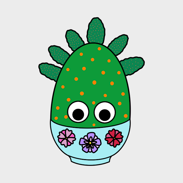 Cute Cactus Design #253: Tuna Cactus In Floral Bowl by DreamCactus