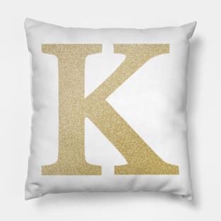 The Letter K Gold Metallic Design Pillow