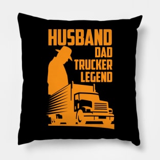 Husband Dad Trucker Legend Pillow