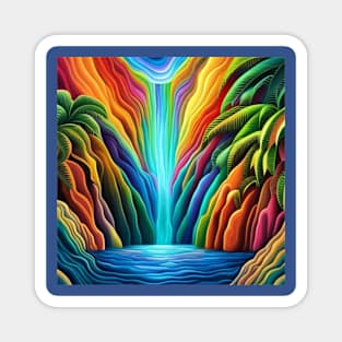 Modern Tropical Rainbow Waterfall Magnet