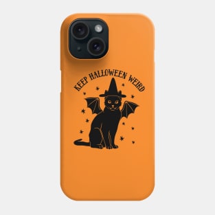 Cute Retro Black Cat Witch Bat - Keep Halloween Weird Phone Case