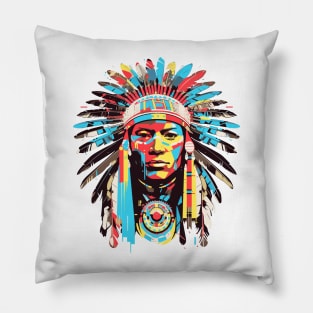 American Native Indian Brave Warrior Inspiration People Abstract Pillow