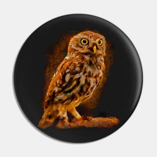 Big-eyed owl, owl symbol of wisdom Pin