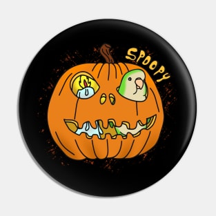 Halloween green Quaker Parrot Pumpkin Pin