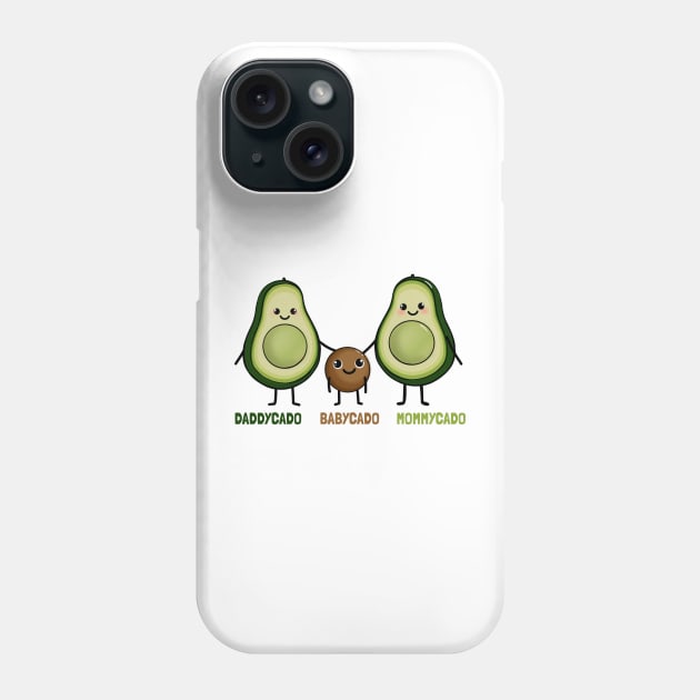 Cute avocado Family Daddy Babby and MommyCado Phone Case by SusanaDesigns