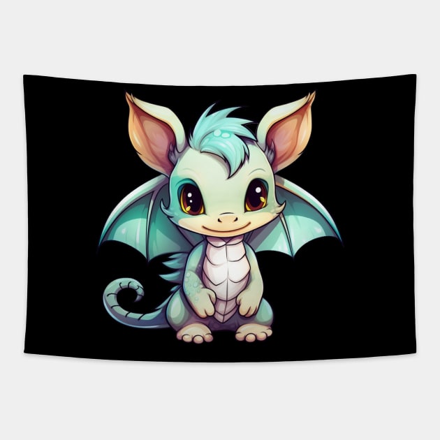 Kawaii Dragon Drawing Tapestry by FluffigerSchuh