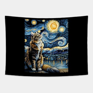 Sassy Starry Night Cat Shirt Astral Allure Tapestry