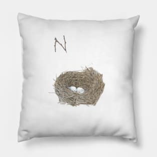 N for nest alphabet illustration Pillow