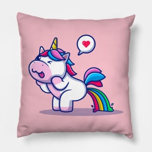 Cute Unicorn Poop Rainbow Pillow