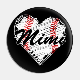 Baseball Mimi Retro Heart Baseball Grandma Mother's Day Pin