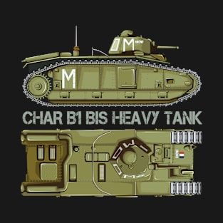 Char B1 Bis WW2 French Heavy Tank Diagram Gift T-Shirt