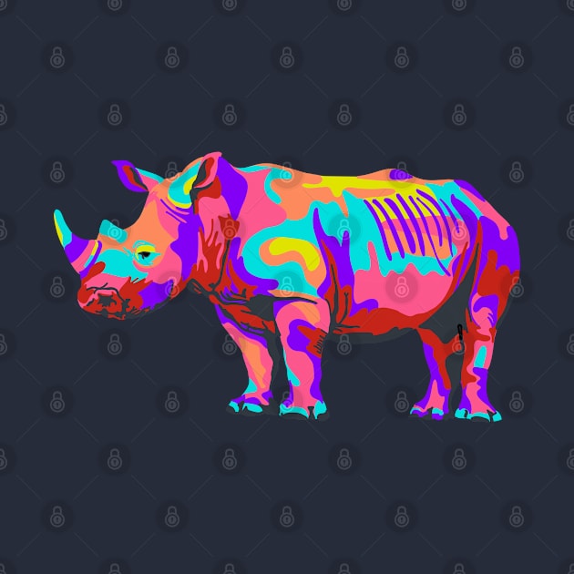 Rainbow Rhino by Slightly Unhinged