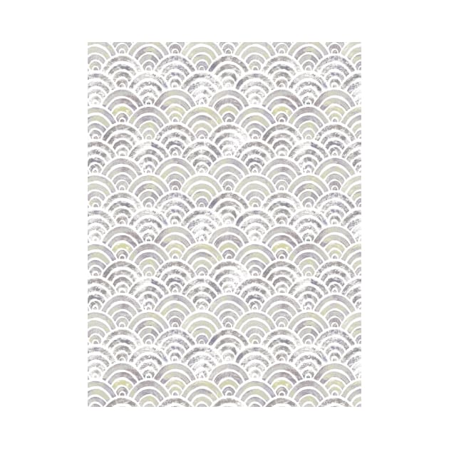 Fish scales japanese pastel white by Remotextiles