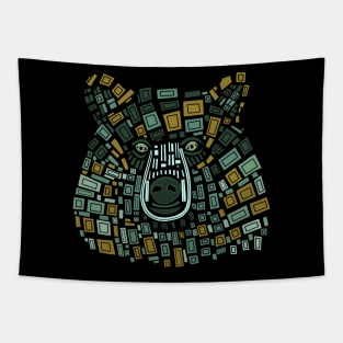 Abstract Mosaic Bear Face Tapestry