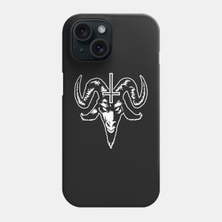 Satanic Goat Head with Cross (white) Phone Case