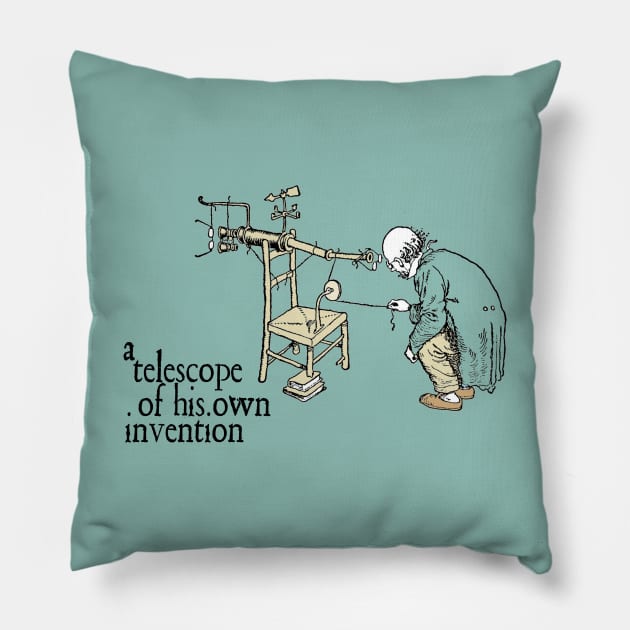 Professor Branestawm - A Telescope Of His Own Invention Pillow by The Blue Box