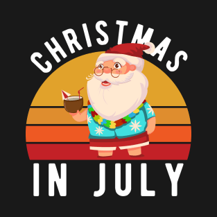 Christmas In July T Shirt Funny Santa Summer Beach Vacation T-Shirt