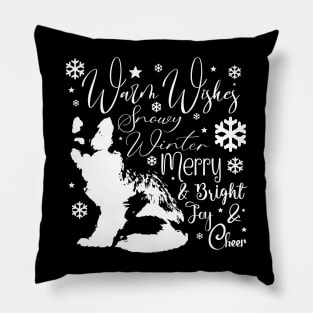 Warm Wishes Holiday Snow Fox in Light Font Pillow