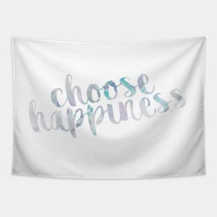 Choose Happiness Blue and Grey Watercolor Tapestry