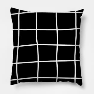 Large Hand Drawn Grid (white/black) Pillow