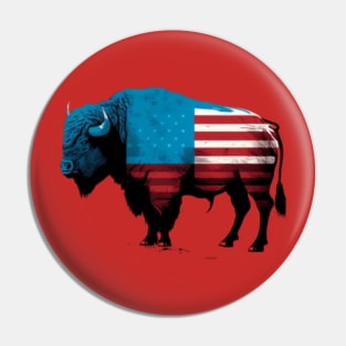 bos bison, usa flags Pin