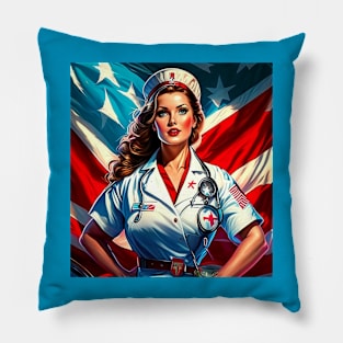 Frontline American Nurse Shirt, 4th of July Nurse Shirt, July 4th Nurse Shirt, American Nurse, Patriotic Nurse Shirt Pillow