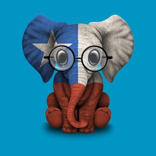 Baby Elephant with Glasses and Chilean Flag T-Shirt