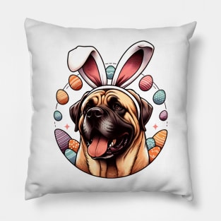 Boerboel Enjoys Easter Festivities with Bunny Ears Pillow