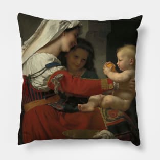 Admiration Maternelle - Le Bain by William-Adolphe Bouguereau Pillow