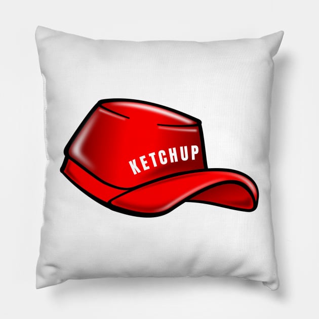 Red Ketchup Hat Pillow by Little Duck Designs