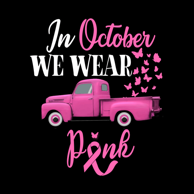 October Breast Cancer Awareness Month Pumpkin Vintage Truck by Fowlerbg