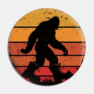 Big Boot Funny Bigfoot Sasquatch Pun Vintage Distressed Sunset  Pin