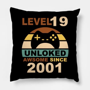 Level 19 Unlocked T-Shirt 19th Video Gamer Birthday Gift Pillow