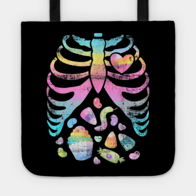 Pastel Goth Skeleton Halloween Rainbow Gift Halloween Tote