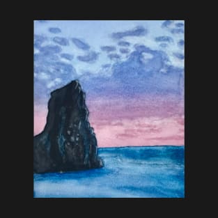 Ocean Sunrise Watercolor Painting T-Shirt