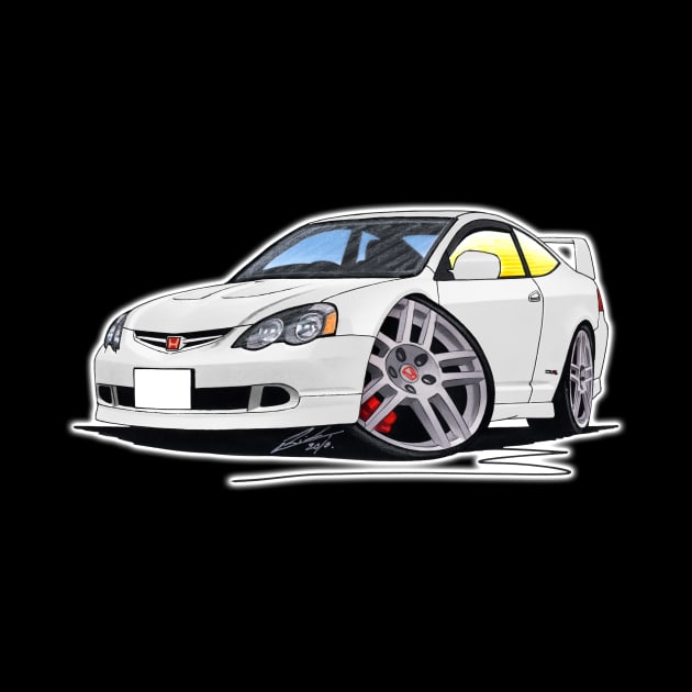 Honda Integra DC5 White Caricature Car Art by y30man5