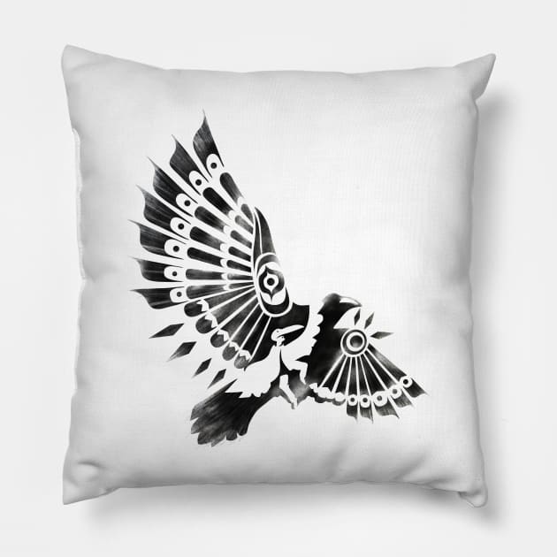 Raven Crow Shaman tribal tattoo design Pillow by SFDesignstudio