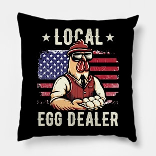 Local Egg Dealer 4th Of July Chicken American Flag Pillow