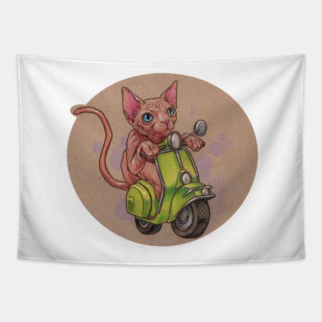 Scooter Kitty Tapestry by justteejay