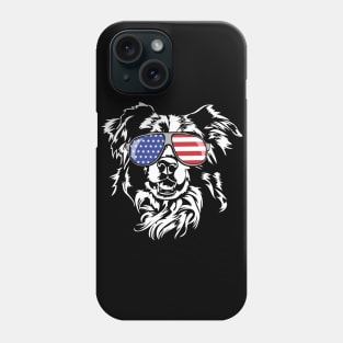 Patriotic Border Collie with American Flag sunglasses Phone Case