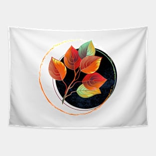 Red leaves branch Tapestry