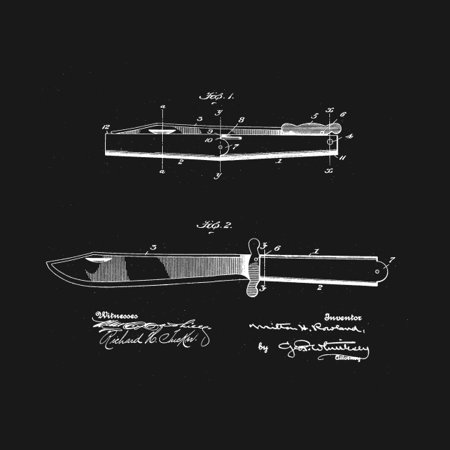 Folding Hunting Knife Vintage Patent Drawing by TheYoungDesigns