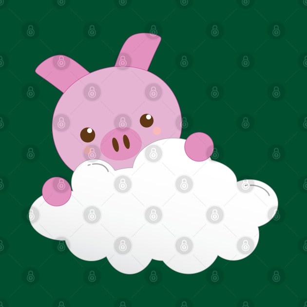 Cut Baby Pig on a Cloud by Zennic Designs