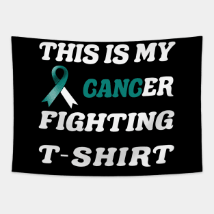 Cervical Cancer Teal/White Ribbon Fighting Tapestry