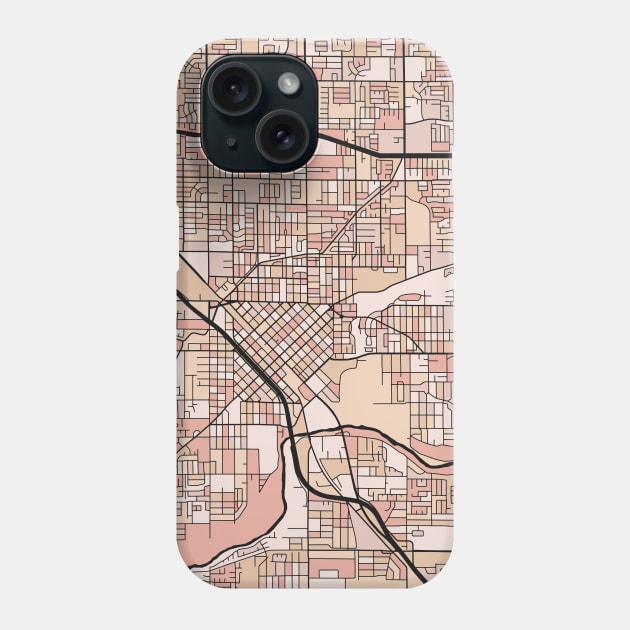 Modesto Map Pattern in Soft Pink Pastels Phone Case by PatternMaps