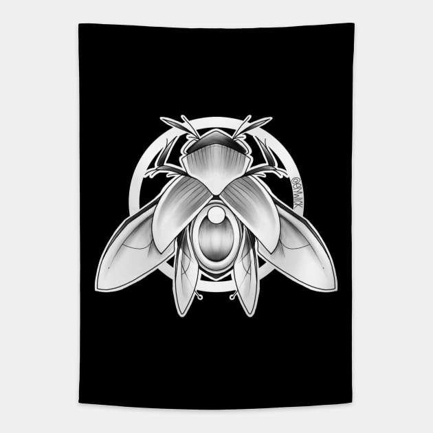 scarab (black and grey) Tapestry by elywick